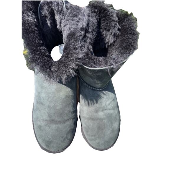 UGG Australia‎ Women's Sz 8 BAILEY BOW Black Shearling Sheepskin Ankle Boots - Picture 6 of 11
